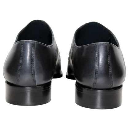 DUCA Velletri Black Men's Combo Italian Leather Spectator Derby Shoes