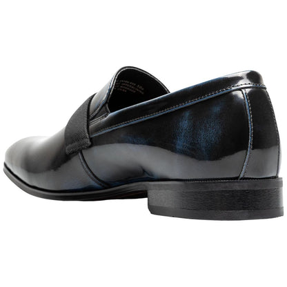 Florsheim Men's High Gloss Patent Leather Strap Navy Loafer Tux