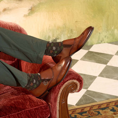Stacy Adams Lockwood Wingtip Ornament Cognac Slip On Dress Shoes for Men