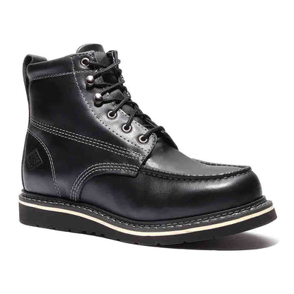 BONANZA Jet Black Full Grain Saddle Leather Work Boot