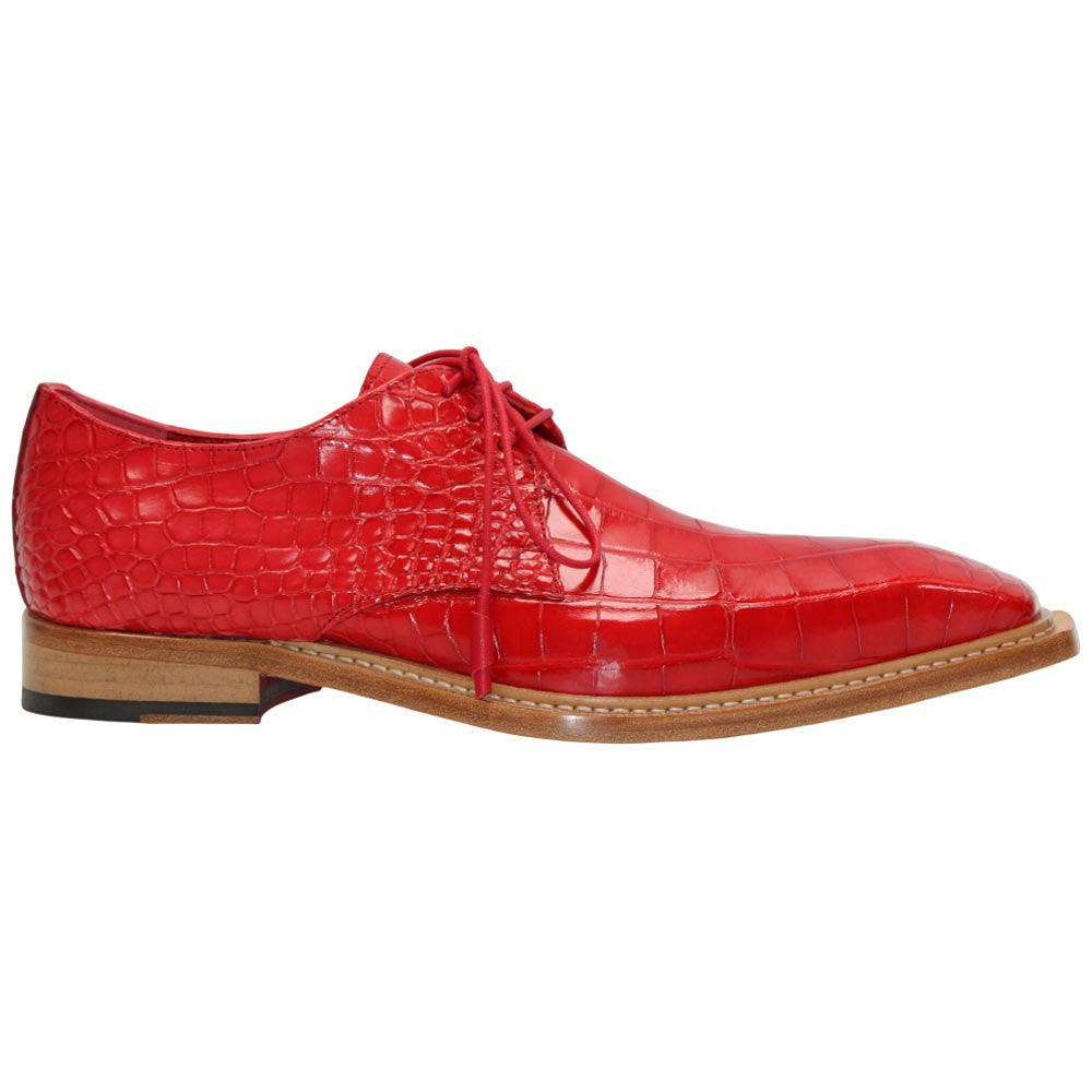 Fennix of Italy Genuine Alligator Skin ROWAN Red Trendy Derby Shoe (US Men Size)