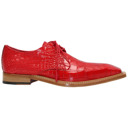 Fennix of Italy Genuine Alligator Skin ROWAN Red Trendy Derby Shoe (US Men Size)