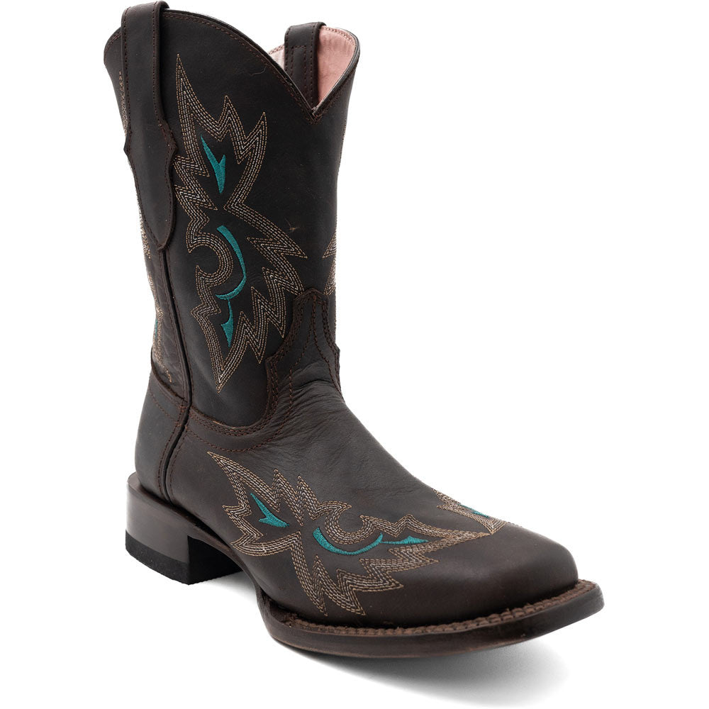 Ferrini Women’s Betsy Nicotine Square Toe Leather Cowboy Boots