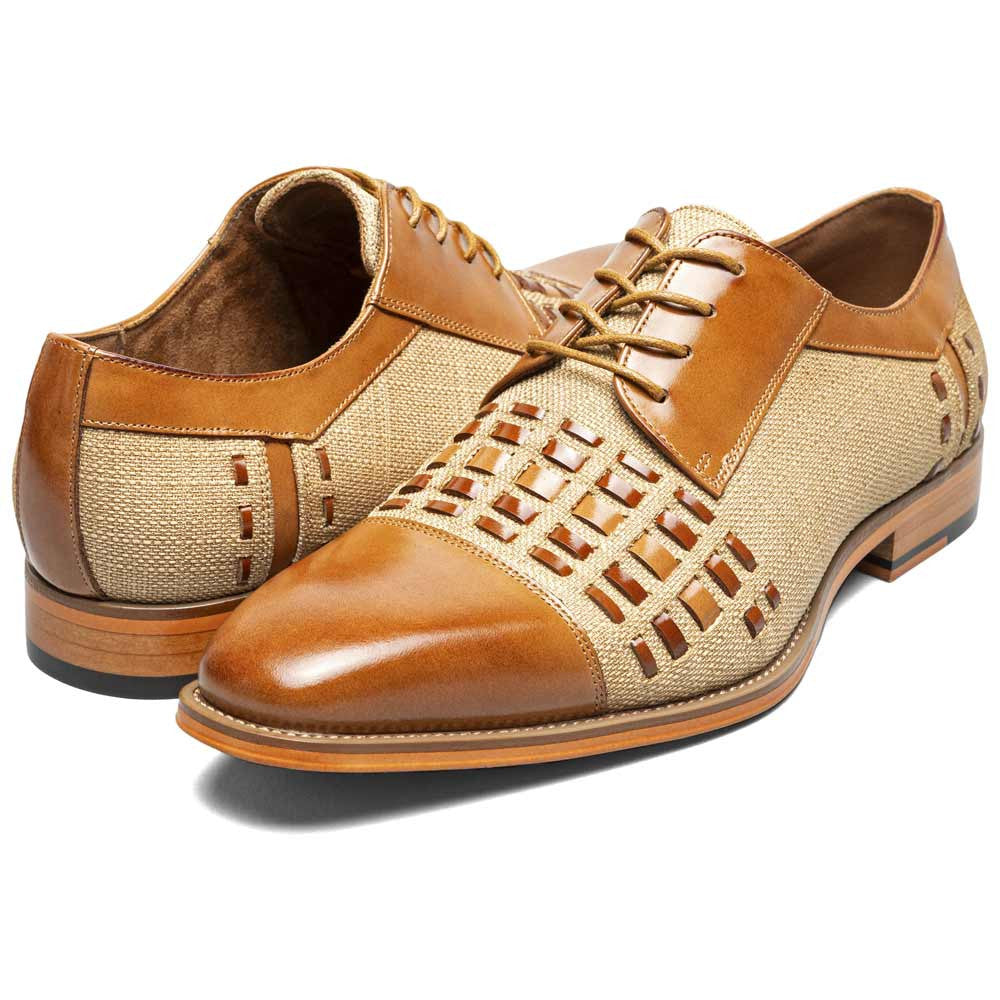 Stacy Adams Men’s Halstead Tan Multi Woven Cut Cap Toe Oxfords
