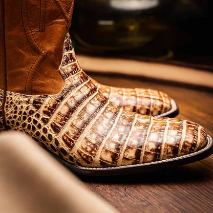 Tucson Genuine Caiman Belly Skin Stone Orix Cowboy Boot | Marco Di Milano Western Boots