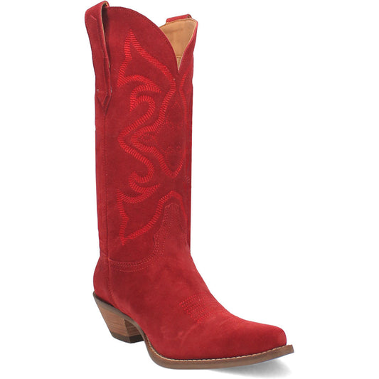 Dingo Suede White Snip Toe Western Boots for Women