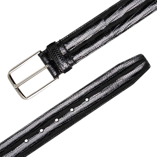 Mezlan Men's Classic Lizard Belt in Black