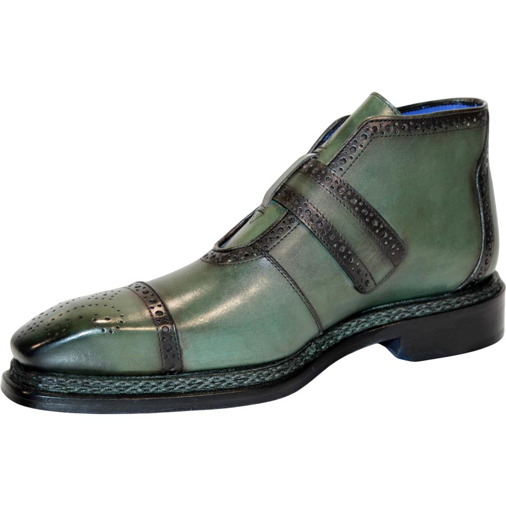 EMILIO FRANCO Aldo Green Leather Buckle Boots