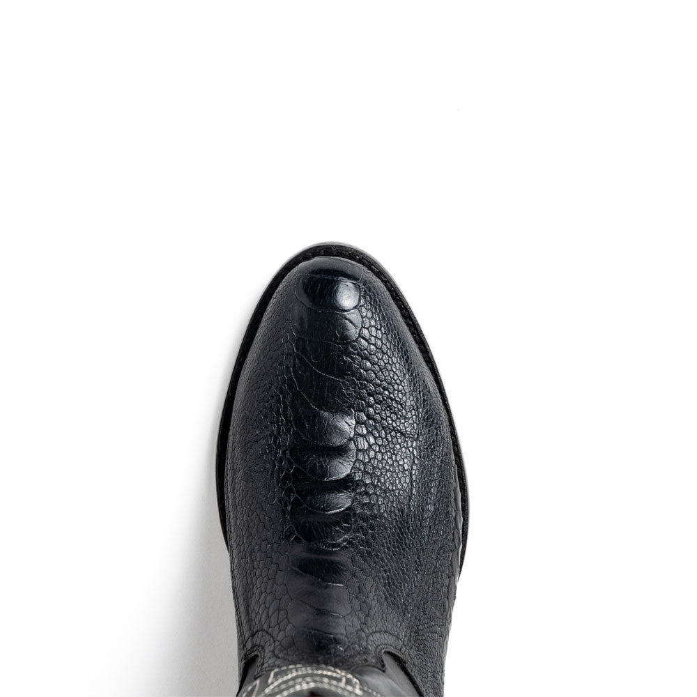 Denver Genuine Ostrich Leg Skin Black Cowboy Boot | Marco Di Milano Western Boots