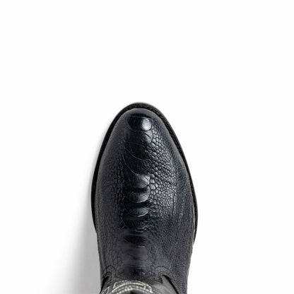 Denver Genuine Ostrich Leg Skin Black Cowboy Boot | Marco Di Milano Western Boots