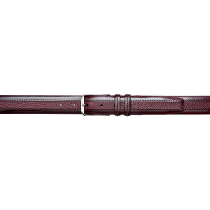 Mezlan Men's Hi-Shine Cordovan & Deerskin Belt in Burgundy