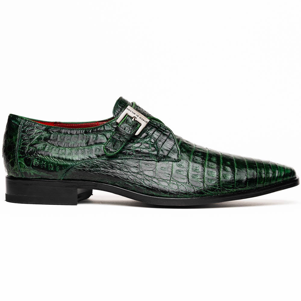 Rovigo Green Men’s Genuine Caiman Crocodile Skin Monk Strap | Marco Di Milano