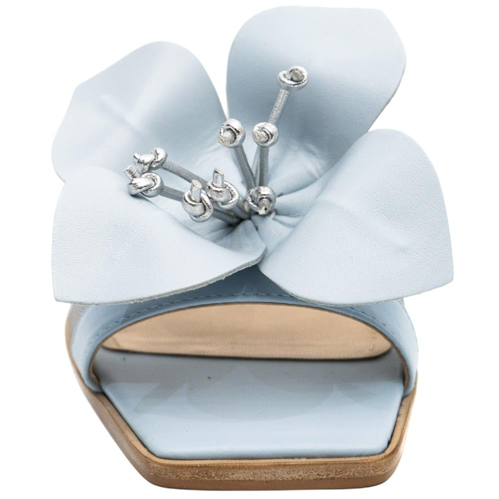 Lady Couture Women's Blossom Blue Leather Slide Sandals