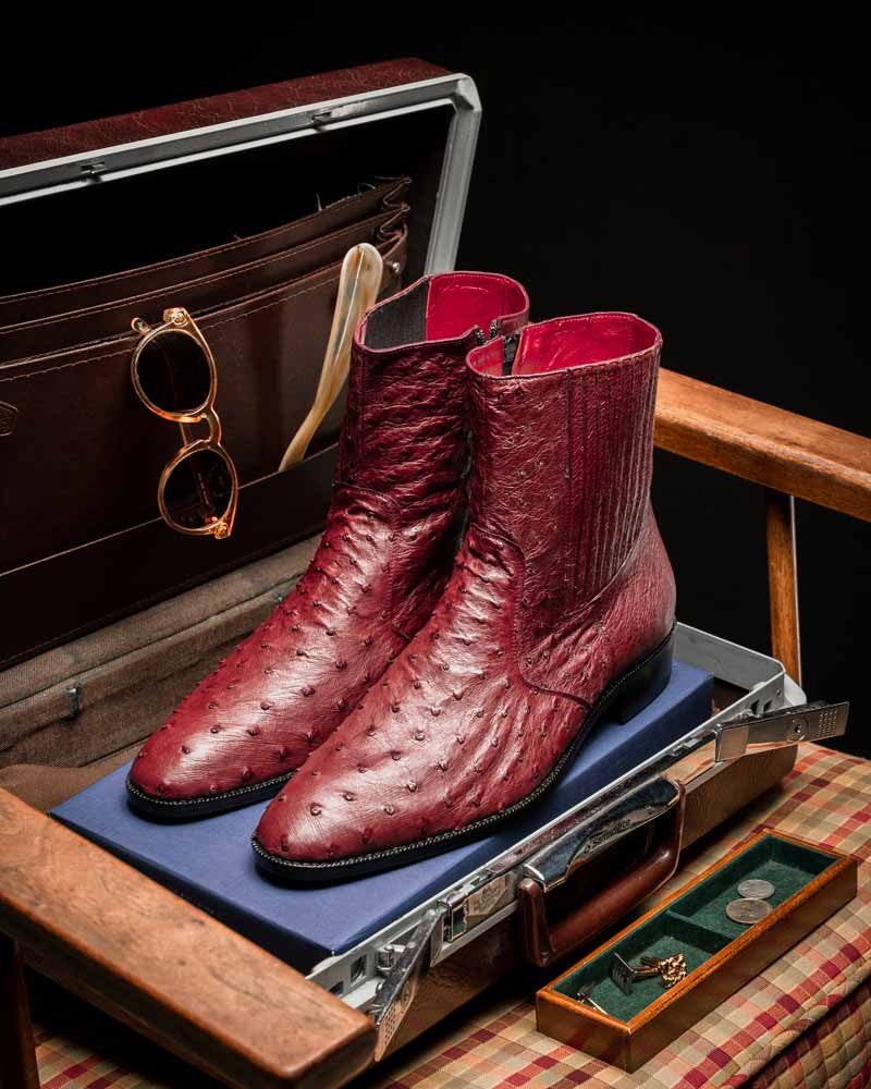 Marco Di Milano Giorgio Genuine Ostrich Chelsea Boot - Wine