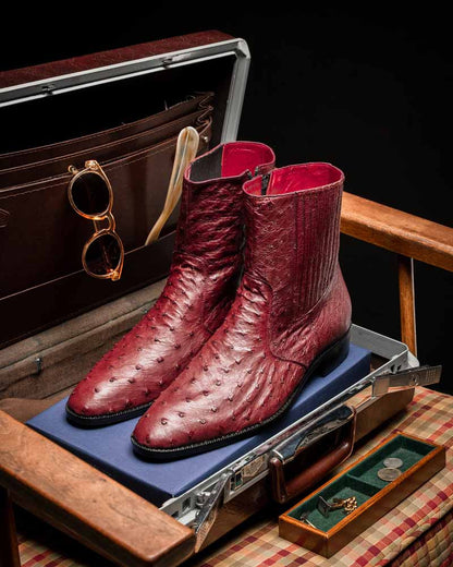 Marco Di Milano Giorgio Genuine Ostrich Chelsea Boot - Wine