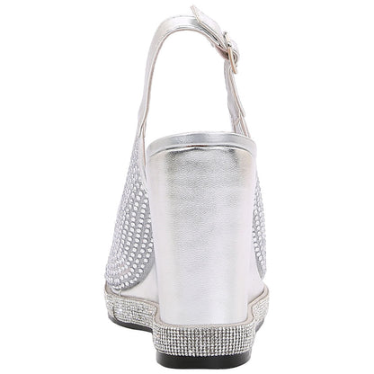 Lady Couture Belair 4” Wedge Sandals in Silver
