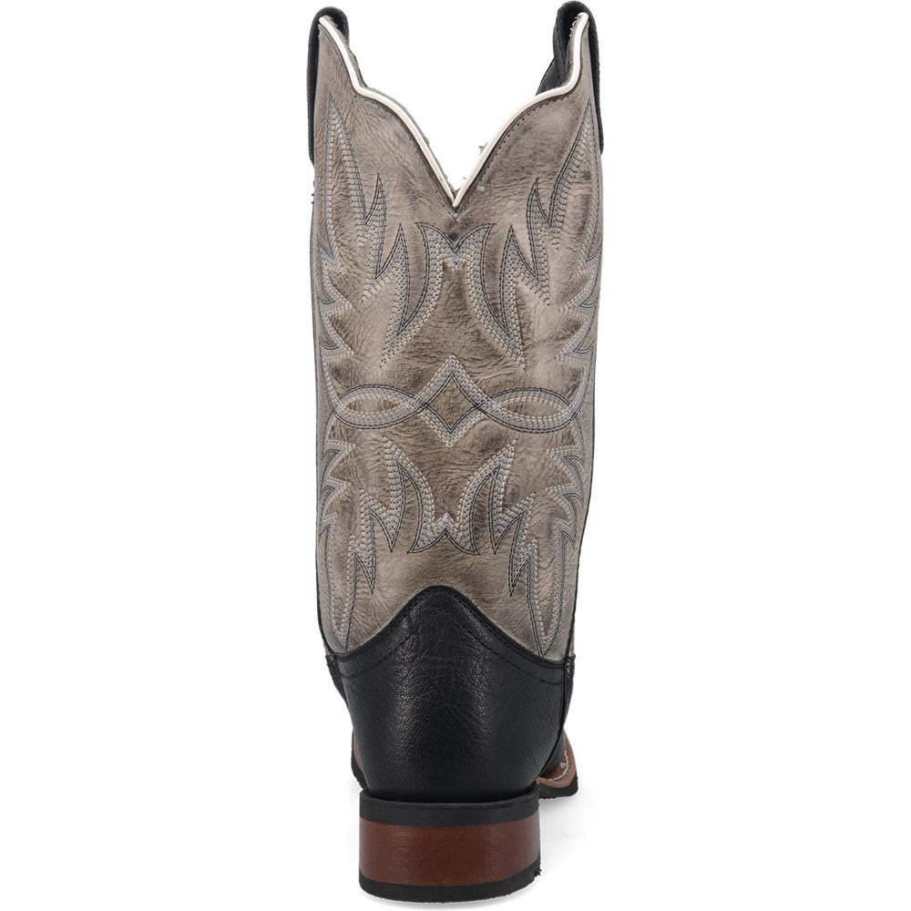 Laredo Isaac Black/Grey Leather Square Toe Western Cowboy Boot (USA Men Size)