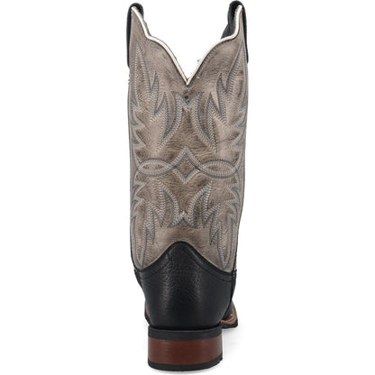 Laredo Isaac Black/Grey Leather Square Toe Western Cowboy Boot (USA Men Size)