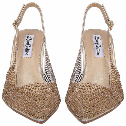 Lady Couture Irene 3.5” High Heel Pumps in Gold