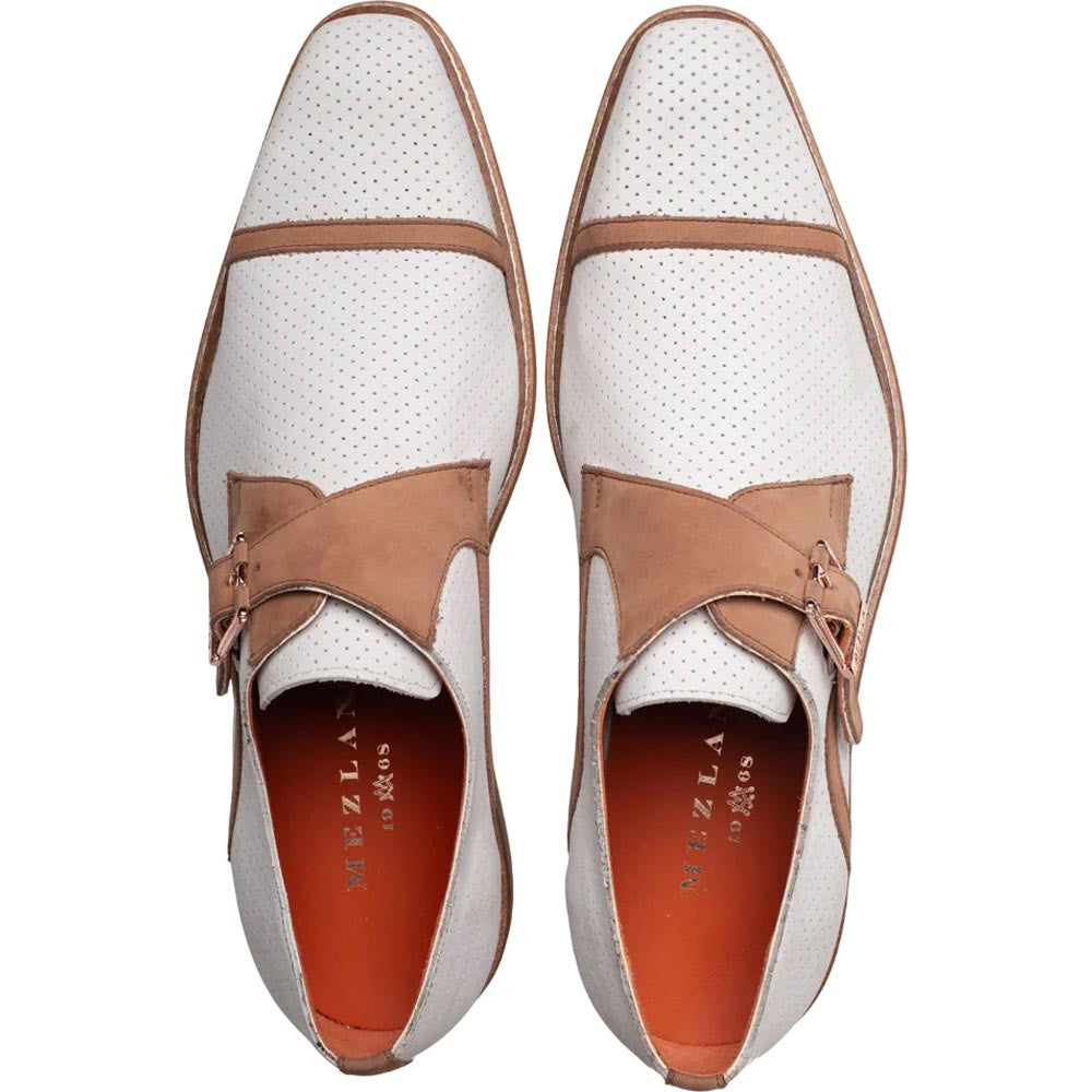 Mezlan Men's Bone/Cognac Summertime Rubber-Lite Monk Strap Shoes