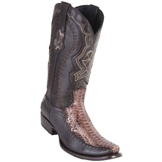 Wild West Rustic Brown Python & Deer Dubai Toe Boots