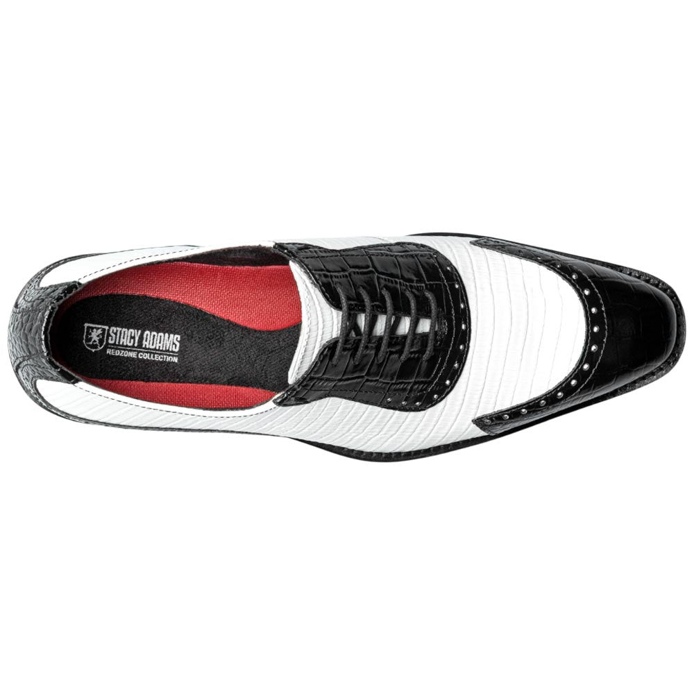 Stacy Adams Tarango Modified Cap Toe Black and White Oxford Shoes for Men