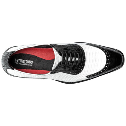 Stacy Adams Tarango Modified Cap Toe Black and White Oxford Shoes for Men