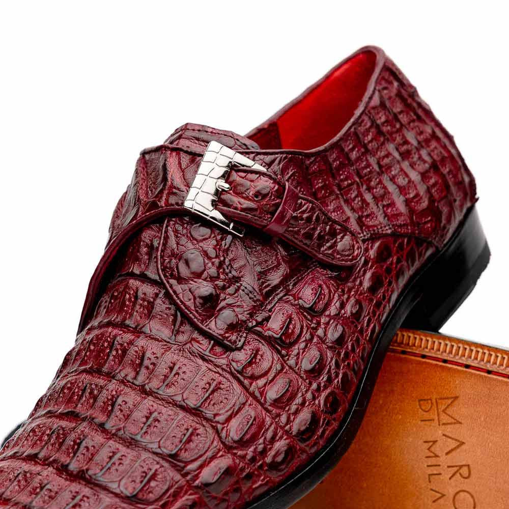 Luigi Wine Men’s Genuine Caiman Crocodile Dress Monk Strap | Marco Di Milano