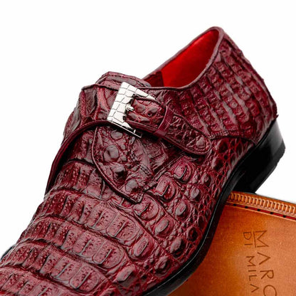 Luigi Wine Men’s Genuine Caiman Crocodile Dress Monk Strap | Marco Di Milano