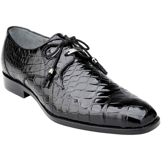 Belvedere Lago Black Men’s Genuine American Alligator Lace Up Shoes