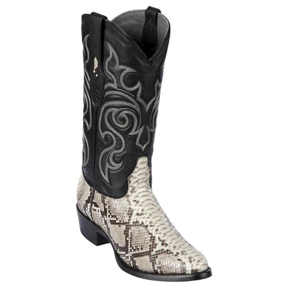 Los Altos Black & White Boots Genuine Python Skin