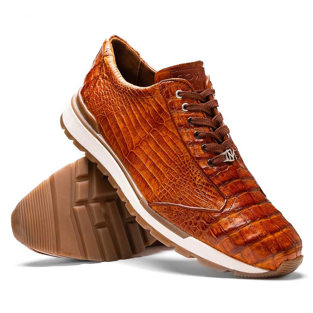 Marco Di Milano Men's Alonzo Cognac Genuine Caiman Crocodile Sneaker