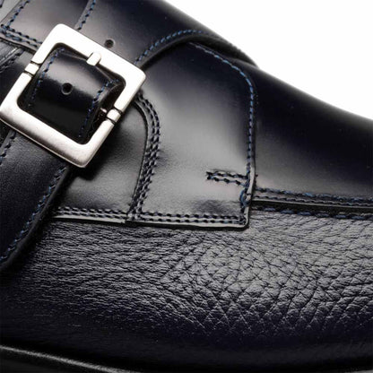 Mezlan Men's Pego Deerskin & Calfskin Monk Strap in Blue