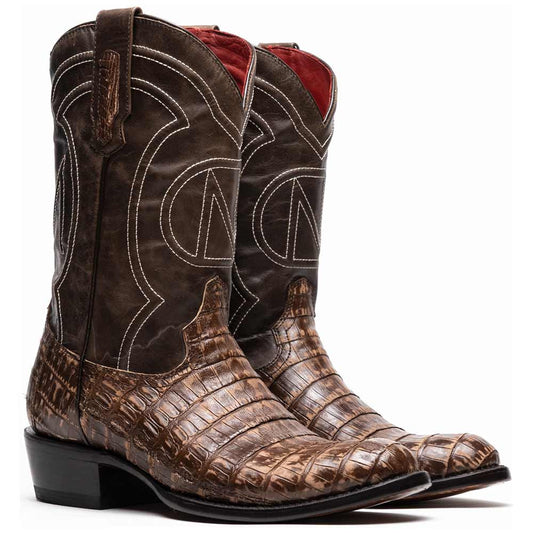 Phoenix Genuine Caiman Belly Skin Stone Brown Cowboy Boot | Marco Di Milano Western Boots