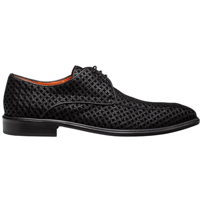 Mezlan Montage Printed Suede Derby - Men's Black Exclusive Printed Suede Derby
