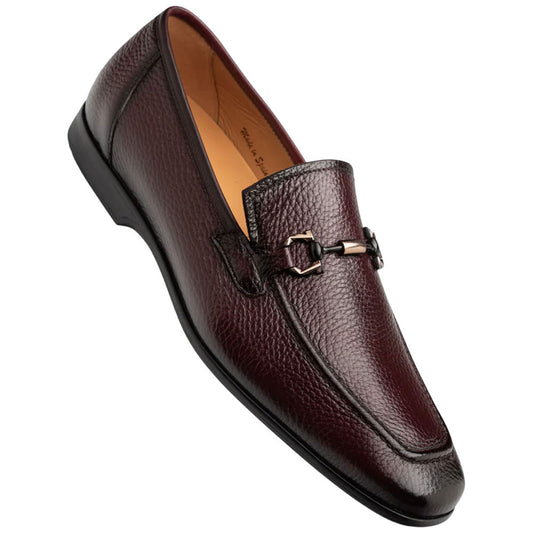 Marinelli Deerskin Ornament Burgundy Moc Toe Slip On | Mezlan Dress Loafer for Men
