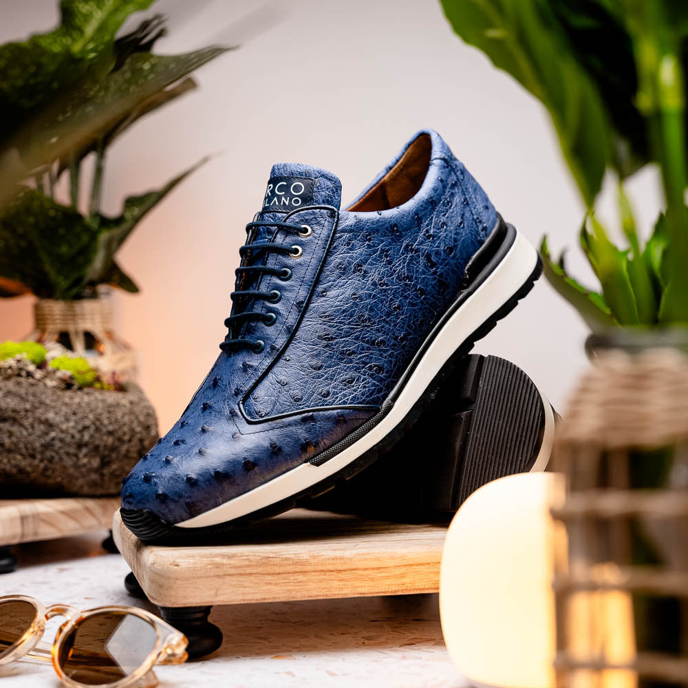 Marco Di Milano Scanno Antique Navy Ostrich Fashion Sneakers
