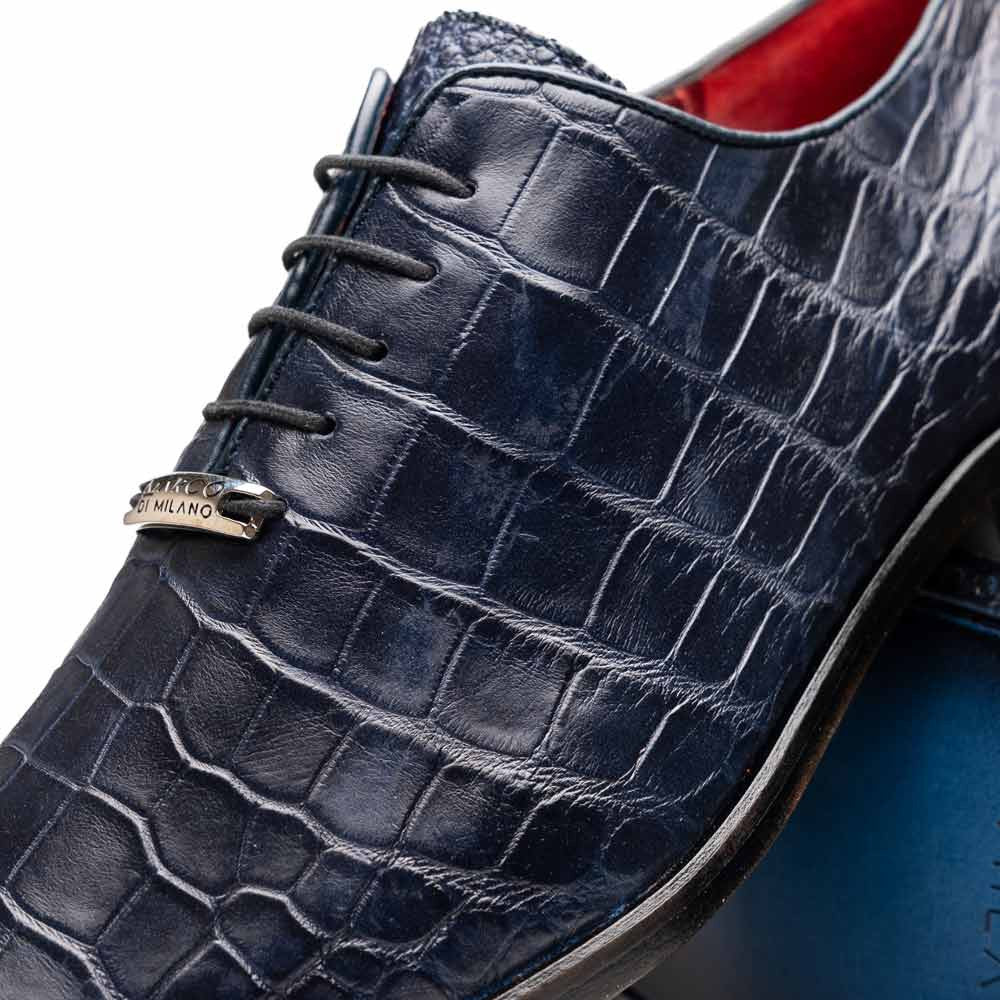Bono Men’s Genuine Alligator Skin Oxfords | Marco Di Milano Exotic Shoes in Navy
