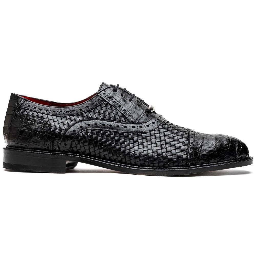 John Black Men’s Woven calfskin Genuine Caiman Crocodile Cap Toe Oxford | Marco DI Milano