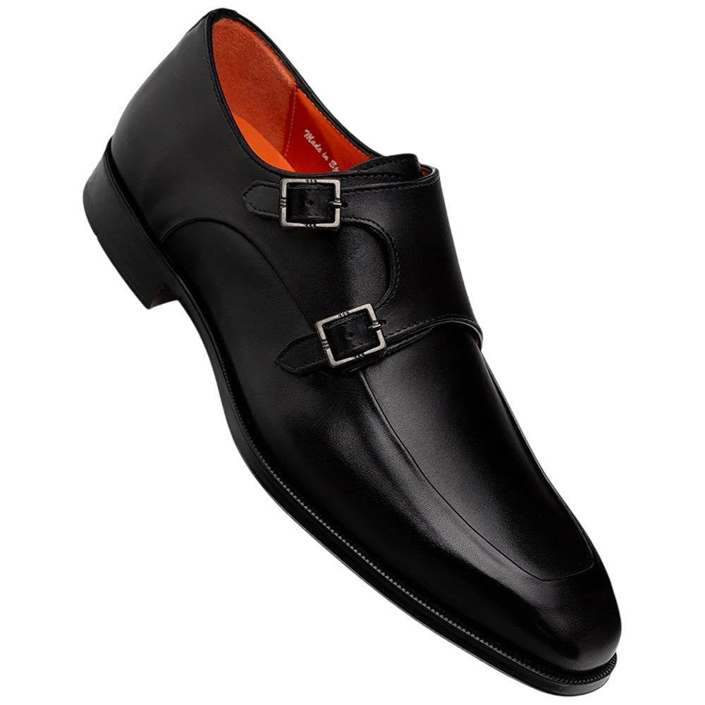 Mezlan Berkshire Double Monk Strap - Men's Black Patina Calfskin
