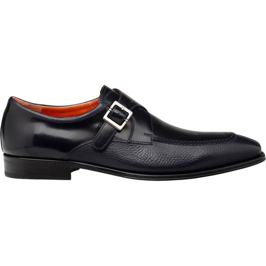 Mezlan Men's Pego Deerskin & Calfskin Monk Strap in Blue