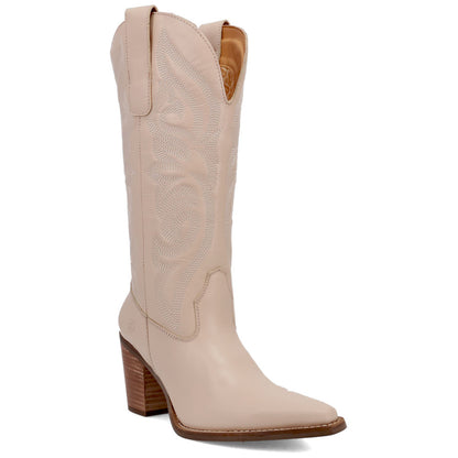 Hensley Leather Sand-on-Sand Embroidered Wooden Block Heel Snip Toe Women Boot | Dingo Western Cowgirl Boots