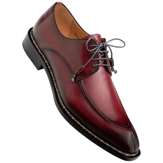 Mezlan Men's Burgundy Calfskin Leather Sole Derby Belmonte