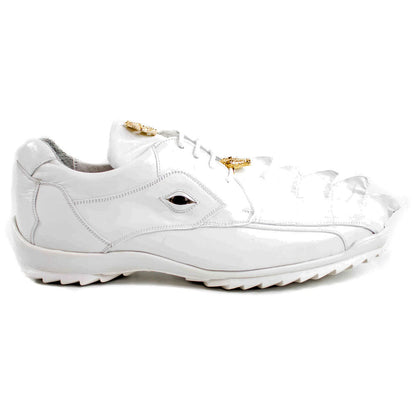 Belvedere Vasco Men's White Hornback Crocodile & Soft Calf Sneaker