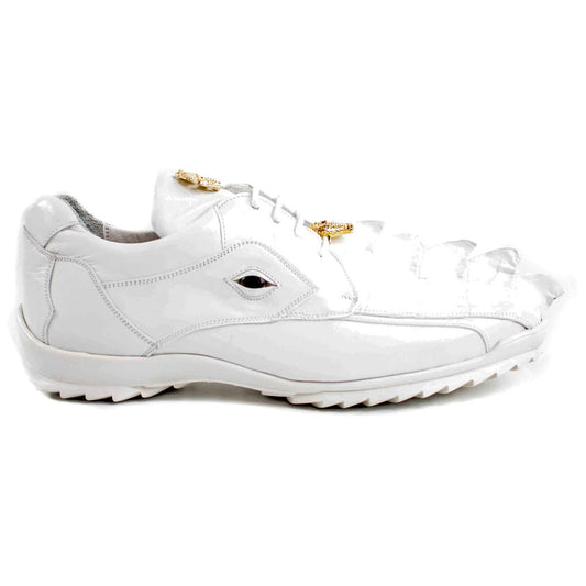 Belvedere Vasco Men's White Hornback Crocodile & Soft Calf Sneaker
