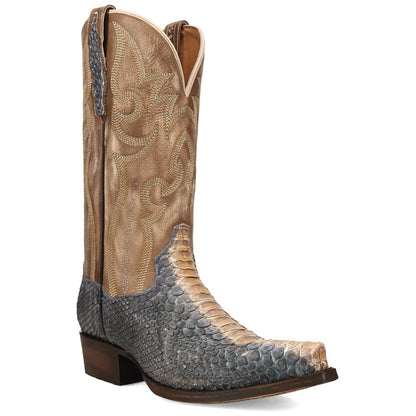 Dan Post Stryker Grey Exotic Python Skin Snip Toe Western Cowboy Boots