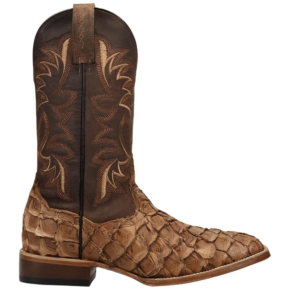 Dan Post Men's Marc Tan Chocolate Genuine Pirarucu Western Cowboy Boot
