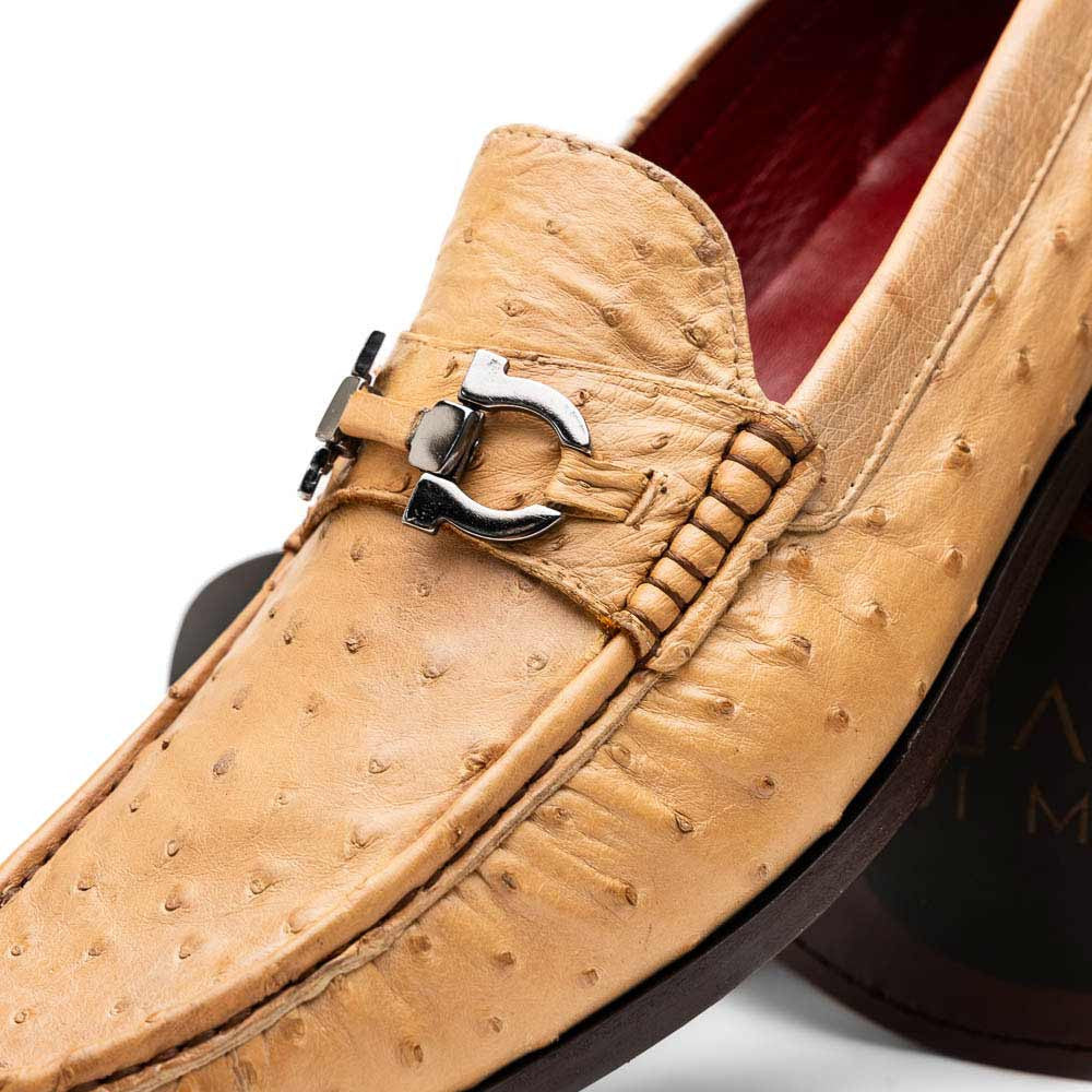 Ferrioni Orix Men’s Genuine Ostrich Moc Toe Bit Loafers | Marco Di Milano