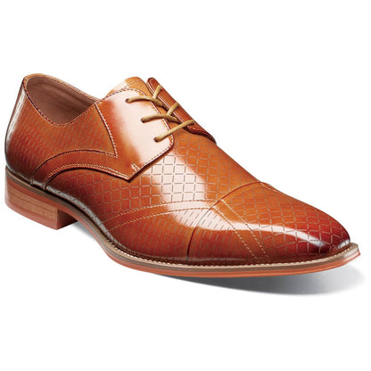 Stacy Adams Men’s Tan Textured Leather Cap Toe Oxfords Hobson