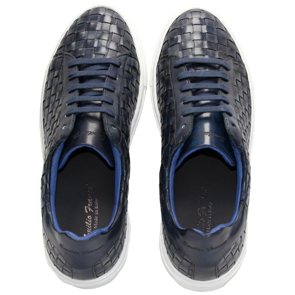Tropea Navy Calf-Skin Basket Weave | Emilio Franco Casual Dress Shoes for Men